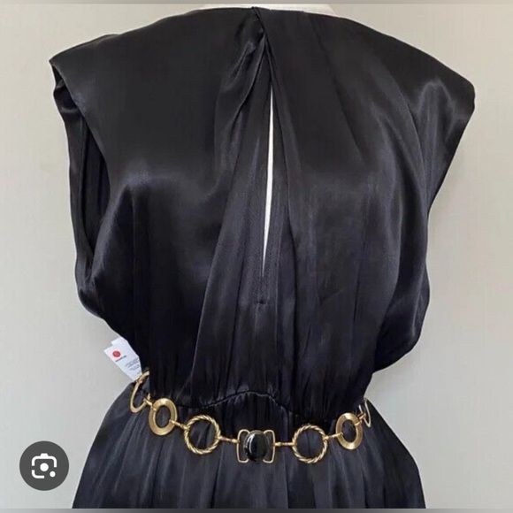 Zara Long Satin Effect Jumpsuit With Belt.. New With Tags. - Picture 3 of 7